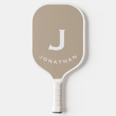 Minimal Beige Classic Monogramm Pickleball Schläger (Rückseite)