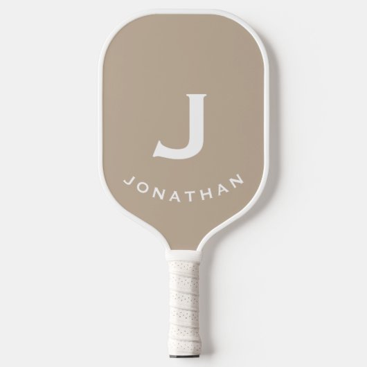 Minimal Beige Classic Monogramm Pickleball Schläger (Vorderseite)