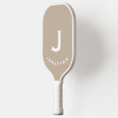 Minimal Beige Classic Monogramm Pickleball Schläger (Links)
