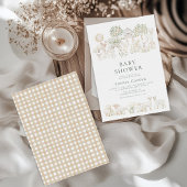 Minimal Beige Farm Baby Dusche Einladung