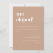 Minimal Beige Foto Elopement & Hochzeitsempfang Einladung (Rückseite)