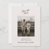 Minimal beige Foto Hochzeitskarte Save the Date Einladung (Vorderseite)