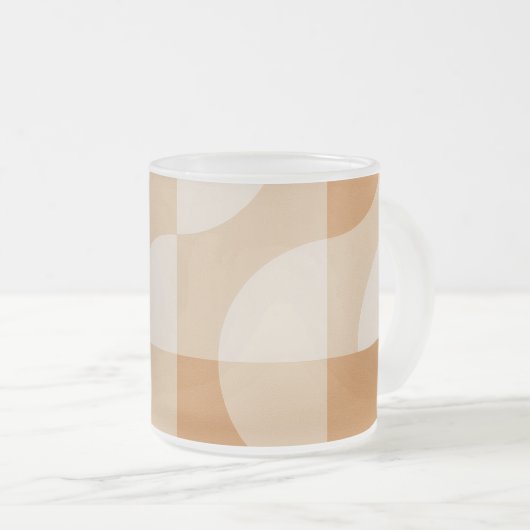 Minimal Beige Geometric Frosted Glass Mug Mattglastasse (VorderseiteRechts)