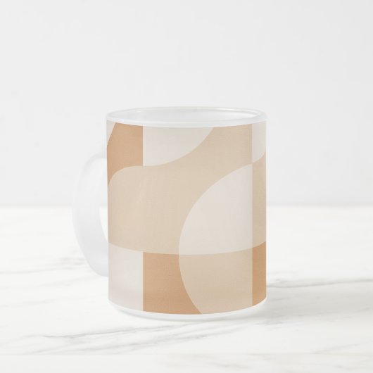 Minimal Beige Geometric Frosted Glass Mug Mattglastasse (Vorderseite Links)