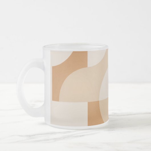 Minimal Beige Geometric Frosted Glass Mug Mattglastasse (Links)