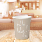 Minimal Beige Hello Baby Moderne Babydusche Pappbecher
