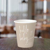 Minimal Beige Hello Baby Moderne Babydusche Pappbecher