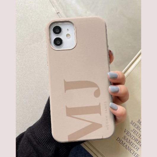 Minimal Beige Personalisierte große Initialen Case-Mate iPhone Hülle