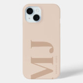 Minimal Beige Personalisierte große Initialen Case-Mate iPhone Hülle (Rückseite)