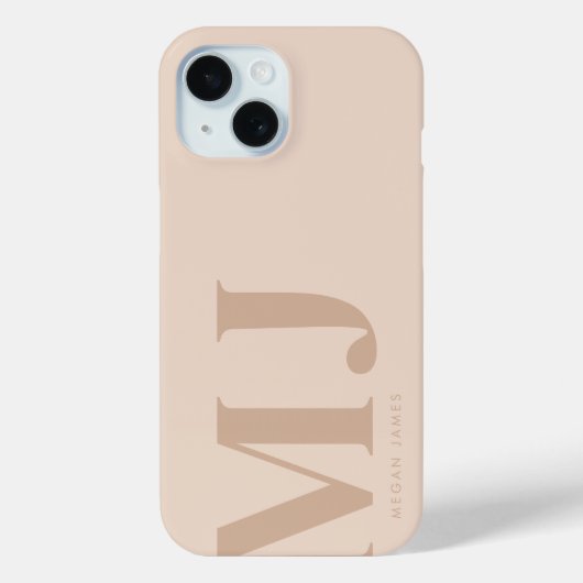Minimal Beige Personalisierte große Initialen Case-Mate iPhone Hülle (Rückseite)