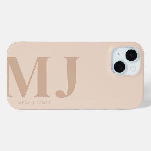 Minimal Beige Personalisierte große Initialen Case-Mate iPhone Hülle (Rückseite (Horizontal))