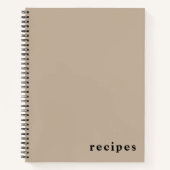 Minimal Beige & Schwarz "Rezepte" Notebook Notizblock (Vorderseite)