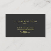 Minimal beige schwarze goldene Drehbuchautor Visitenkarte (Rückseite)