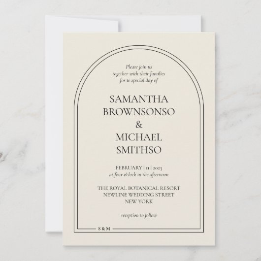 Minimal Beige Simple Wedding Einladung (Vorderseite)