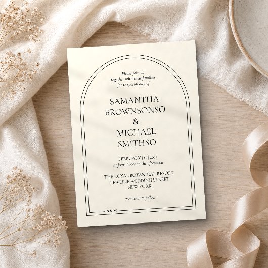 Minimal Beige Simple Wedding Einladung