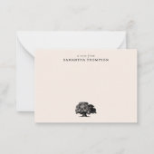 Minimal Beige Vintag Tree Individuelle Name Mitteilungskarte (Vorderseite)