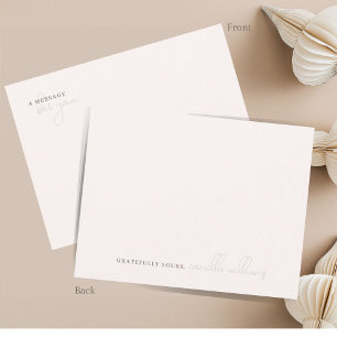 Minimal Beige White   Eine Nachricht für Sie Mitteilungskarte