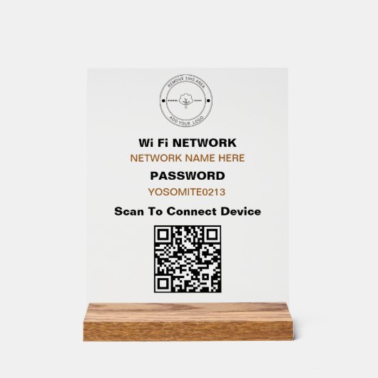 Minimal benutzerdefinierte Logo QR-Code Wifi-Detai Acrylschild (Vorderseite)