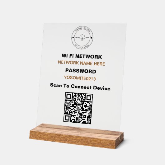 Minimal benutzerdefinierte Logo QR-Code Wifi-Detai Acrylschild (Winkel)