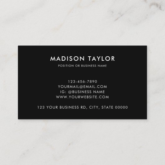 Minimal benutzerdefiniertes Firmenlogo QR-Code Bas Visitenkarte (Rückseite)