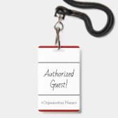 Minimal "berechtigte Gast!" Abzeichen Ausweis (Vorderseite mit Lanyard)