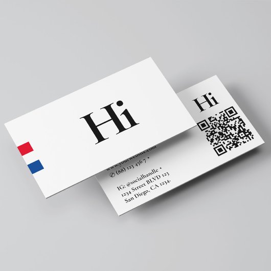 Minimal Beruflich Hi Monogram Red White Blue Visitenkarte
