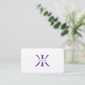 Minimal Berufliche K Monogram Royal Lila Visitenkarte (Stehend Vorderseite)