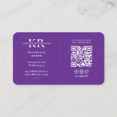 Minimal Berufliche K Monogram Royal Lila Visitenkarte (Rückseite)