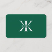 Minimal Berufliches Monogram Logo K Hunter Green Visitenkarte (Vorderseite)