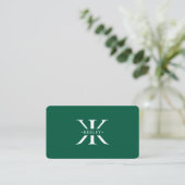 Minimal Berufliches Monogram Logo K Hunter Green Visitenkarte (Stehend Vorderseite)