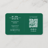 Minimal Berufliches Monogram Logo K Hunter Green Visitenkarte (Rückseite)