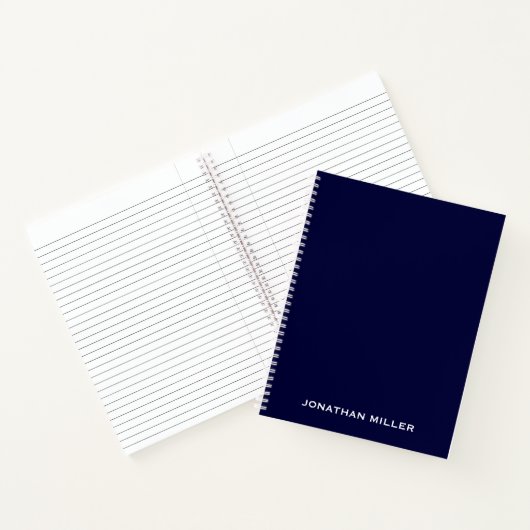 Minimal Berufliches Monogram Navy Blue Notebook Notizblock (Innenseite)