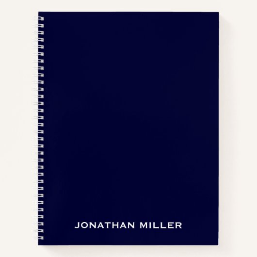 Minimal Berufliches Monogram Navy Blue Notebook Notizblock (Vorderseite)