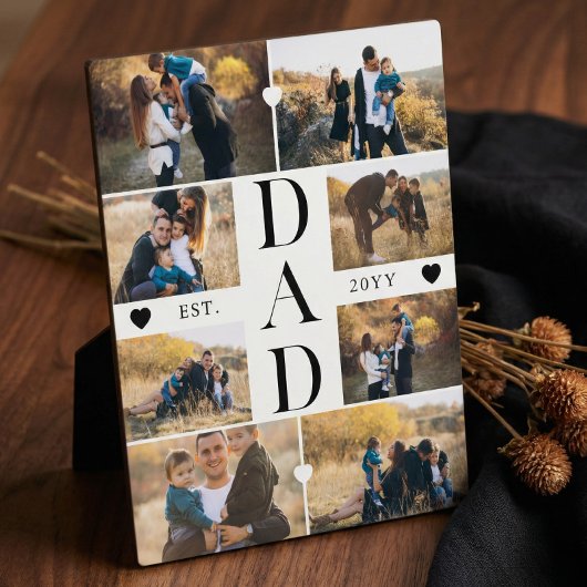 Minimal Best Dad Ever Gift Custom Photo Collage Fotoplatte