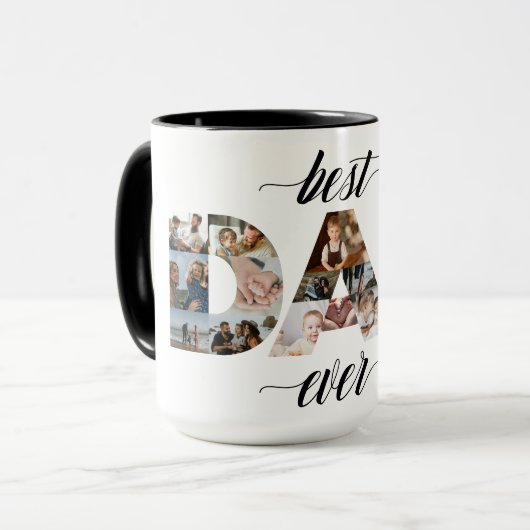Minimal Bester Vater je VATER 18 FotoCollage Tasse (Vorderseite Links)
