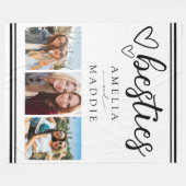 Minimal Besties Photo Collage Black and White  Fleecedecke (Vorderseite (Horizontal))