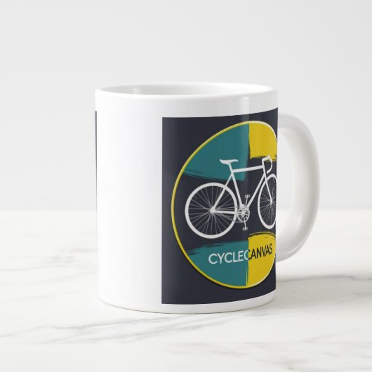 Minimal Bicycle Illustration – Jumbo-Tasse (Vorderseite Rechts)