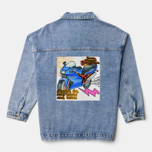 Minimal Bike Art Graphic  Denim Jacket Jeansjacke (Rückseite)
