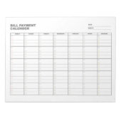 Minimal Bill Payment Calendar Notizblock (Vorderseite)