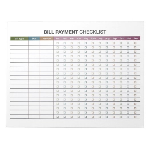 Minimal Bill Payment  Notizblock (Vorderseite)