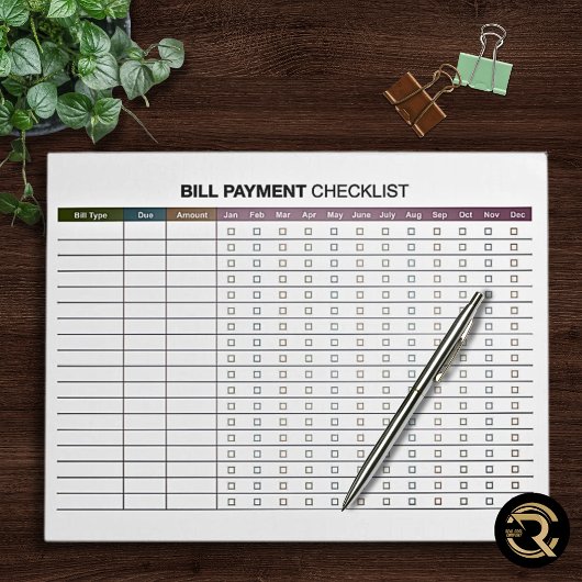 Minimal Bill Payment  Notizblock