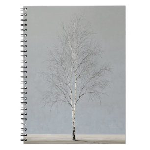 Minimal Birch Tree Soft Gray Notebook Notizblock