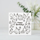 Minimal Bird Doodle Birthday Card Karte (Stehend Vorderseite)