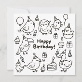 Minimal Bird Doodle Birthday Card Karte (Vorderseite)