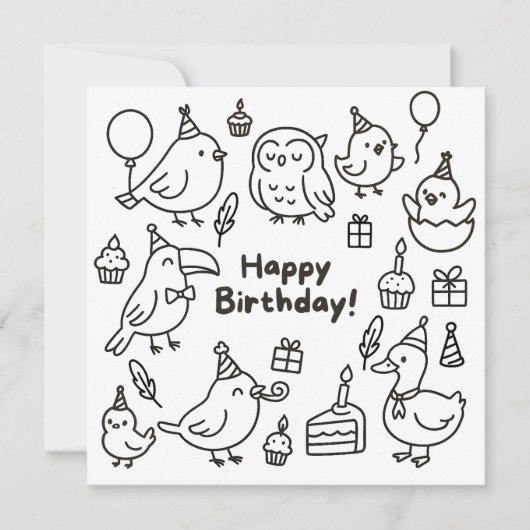 Minimal Bird Doodle Birthday Card Karte (Vorderseite)