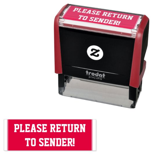 Minimal "BITTE ZURÜCK ZUM SENDER!" Briefmarke Permastempel (Beispiel)