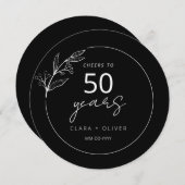 Minimal Black 50 Jahre Hochzeitstag Einladung (Vorne/Hinten)