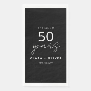 Minimal Black 50 Jahre Hochzeitstag Serviette