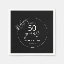 Minimal Black 50 Jahre Hochzeitstag Serviette