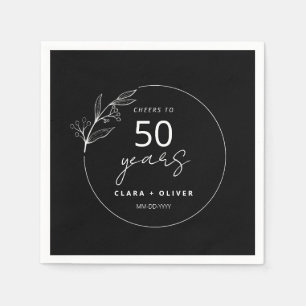 Minimal Black 50 Jahre Hochzeitstag Serviette